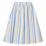Midi Skirt Light Blue Striped Misty Day