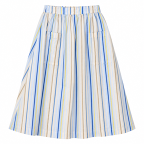 Midi Skirt Light Blue Striped Misty Day