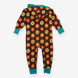 Onesie brown orange yellow flowers