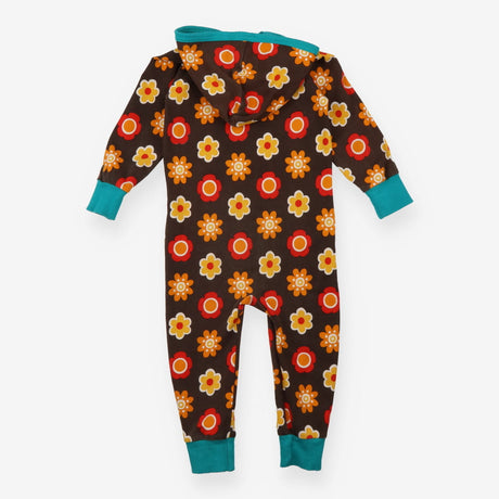 Onesie brown orange yellow flowers