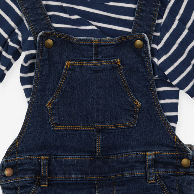Dungaree denim and long sleeves bodysuit navy