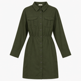 Dress Maia Mini Utility Dark Green High Neck Long 