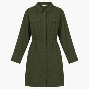 Dress Maia Mini Utility Dark Green High Neck Long 