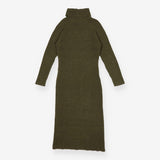 Khaki Roll Neck Dress | Ribbed Sweater Maxi Dress