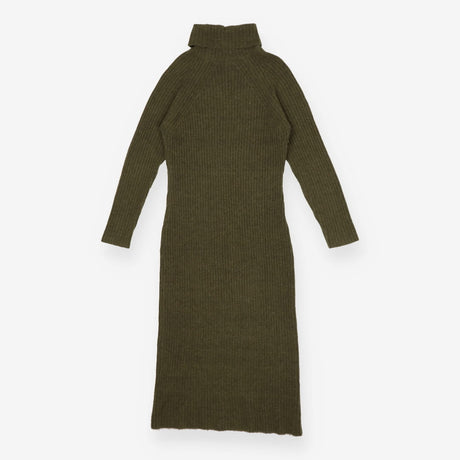 Khaki Roll Neck Dress | Ribbed Sweater Maxi Dress