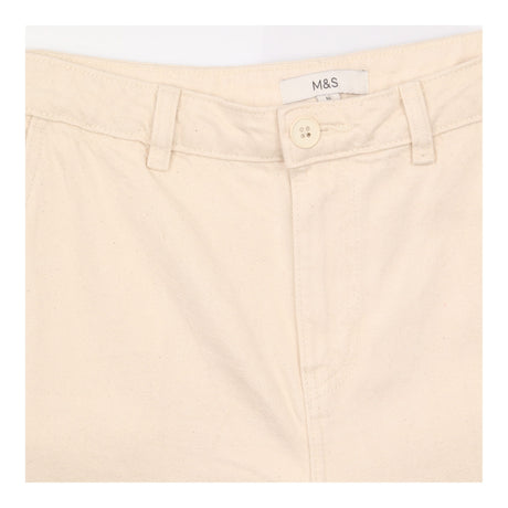 Barrel Leg Trousers Ecru Pure Cotton High Waist