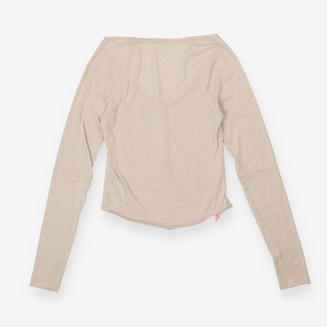 Henley top Drop Sleeve Cream and Pink