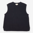 Sweater Vest Dark Grey Ribbed Cotton Wool Knit