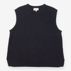 Sweater Vest Dark Grey Ribbed Cotton Wool Knit