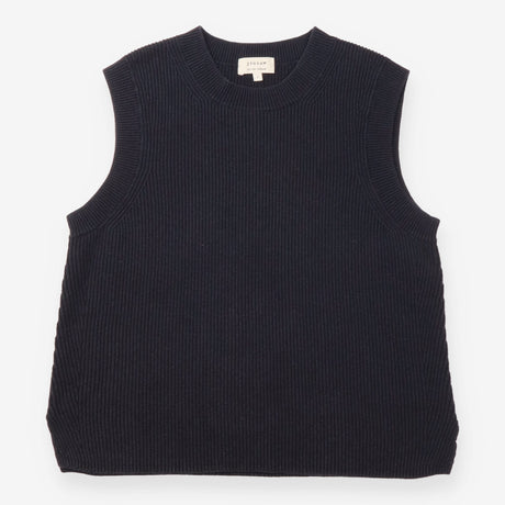Sweater Vest Dark Grey Ribbed Cotton Wool Knit