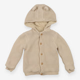 Cream Knit Hooded Cardigan