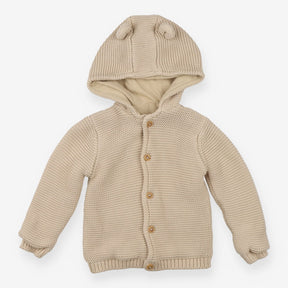 Cream Knit Hooded Cardigan