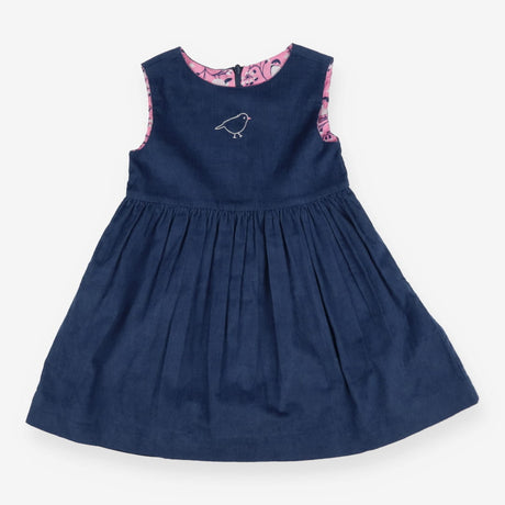 Pinafore reversible blue cord bird pink birds ins