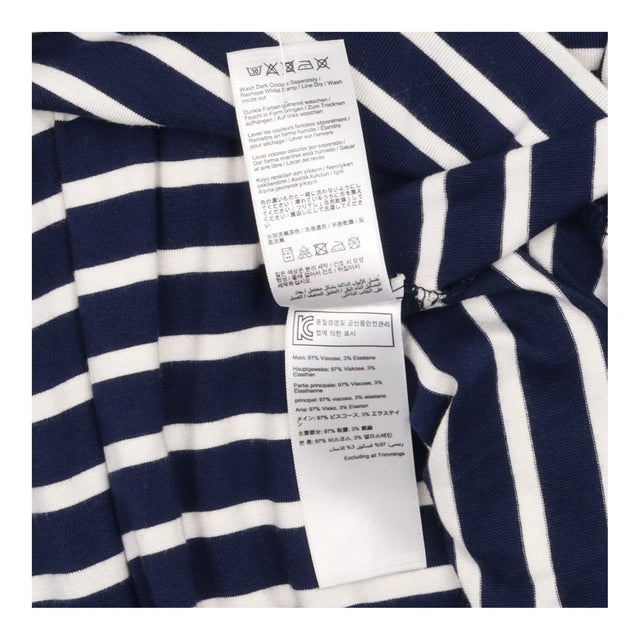 Navy Cream Striped Gathered Jersey Skirt