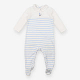 Collared Sleepsuit Blue and White Bear Sailing App