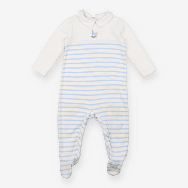 Collared Sleepsuit Blue and White Bear Sailing App