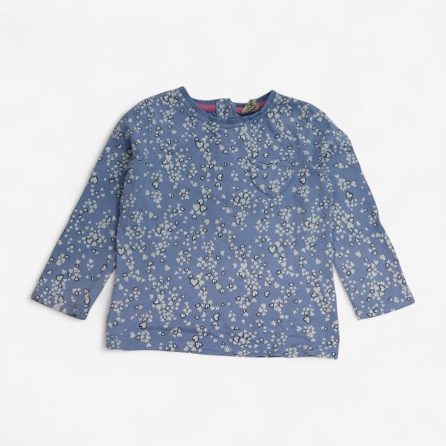 Tops Long Sleeve Blue with Hearts 2pcs
