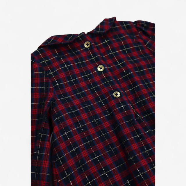 Dress Smocked Tartan with Gold