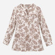 Collarless Blouse Light Brown Flower Print