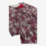 Dress jersey Long Floral Sleeve Grey and red bow