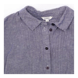 Chambray Blue Linen Cotton Pintuck Pleat Button Do
