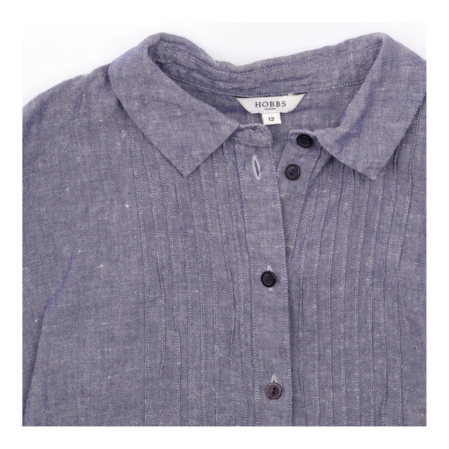 Chambray Blue Linen Cotton Pintuck Pleat Button Do