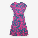 Dress Pink Teal Floral Jersey Faux Wrap Midi