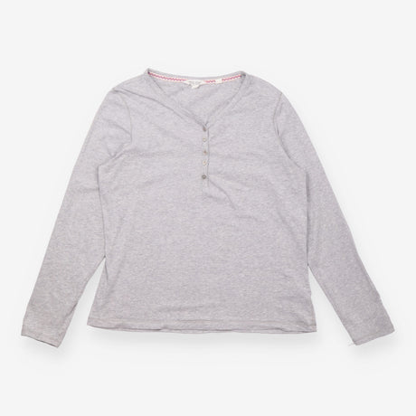 White Stuff Grey Marl Long Sleeve Henley Neck Jers
