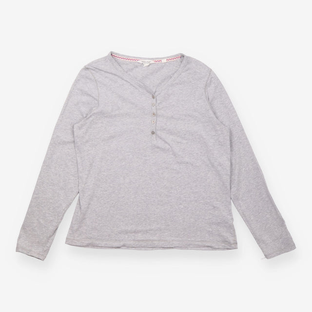 White Stuff Grey Marl Long Sleeve Henley Neck Jers