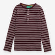 Tee LS ribbed maroon stripe buttons