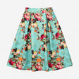 Skirt Turquoise Gold Metallic Floral Jacquard Plea