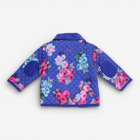 Blue Flowers Quilted Coat, Pockets