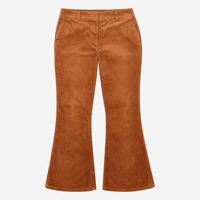 Trousers Tan Brown Corduroy Wide Leg Flare Cotton 