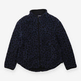Jacket Navy Leopard Print Sherpa Fleece Full Zip