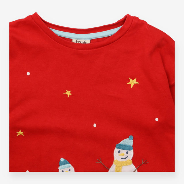 T-shirt long sleeve red snowmen