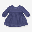 Dress LS blue silver centre flowers