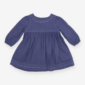 Dress LS blue silver centre flowers