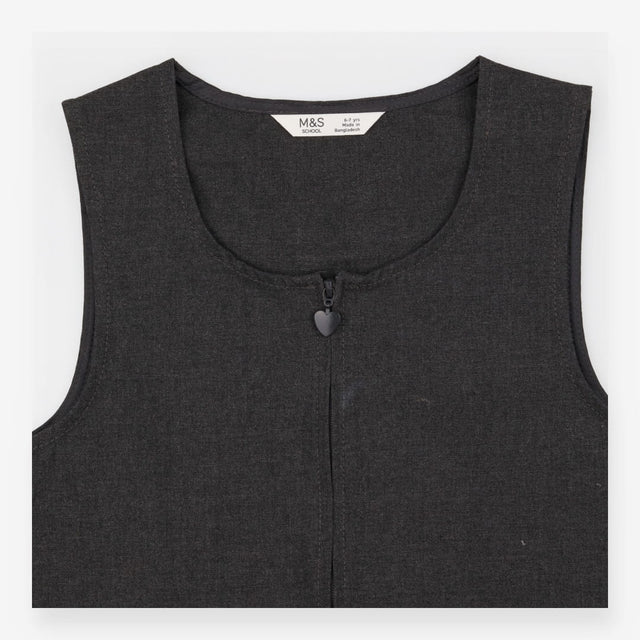 Pinafore grey school heart zip 2 pack