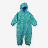Green fleece lined puddlesuit raindrops