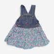 Denim Pinafore Dress with Floral Skirt