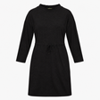 Midi Dress Charcoal Black Drawstring Waist Long Sl