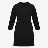 Midi Dress Charcoal Black Drawstring Waist Long Sl