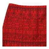 Embroidered A Line Cotton Midi Skirt Red