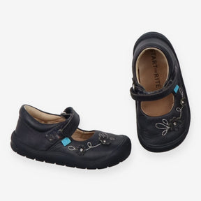 Shoes Velcro Navy Blue with Flowers