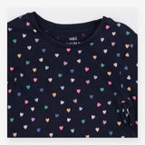 Dress jersey navy blue coloured hearts LS