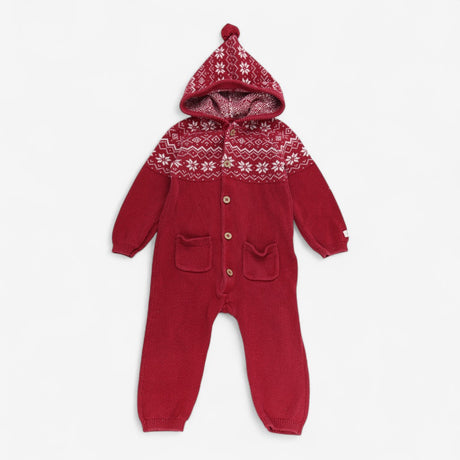 Brick Red Fairilse Knit Hooded Onesie 