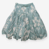 Midi skirt green with white floral pattern and bea