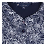 Midi Dress Navy White Floral Button Front Long Sle