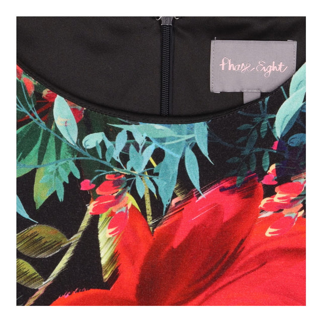 Phase Eight Black Red Teal Floral Stretch Jersey S
