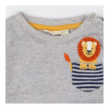 Tshirt long sleeve grey lion pocket